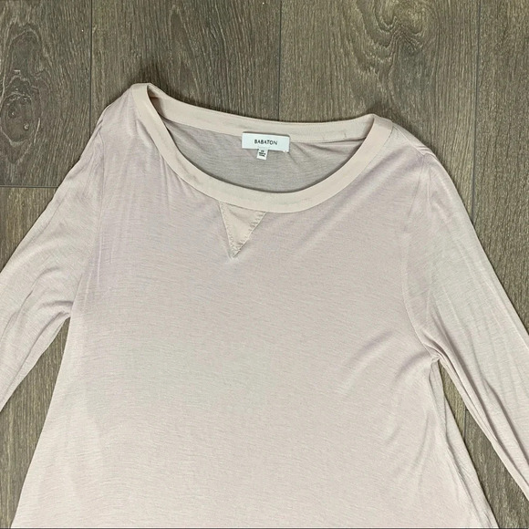 Aritzia Babaton Top 3/4 Length Sleeve Flowy Casual Basic Lilac Grey Size XS - Picture 5 of 16